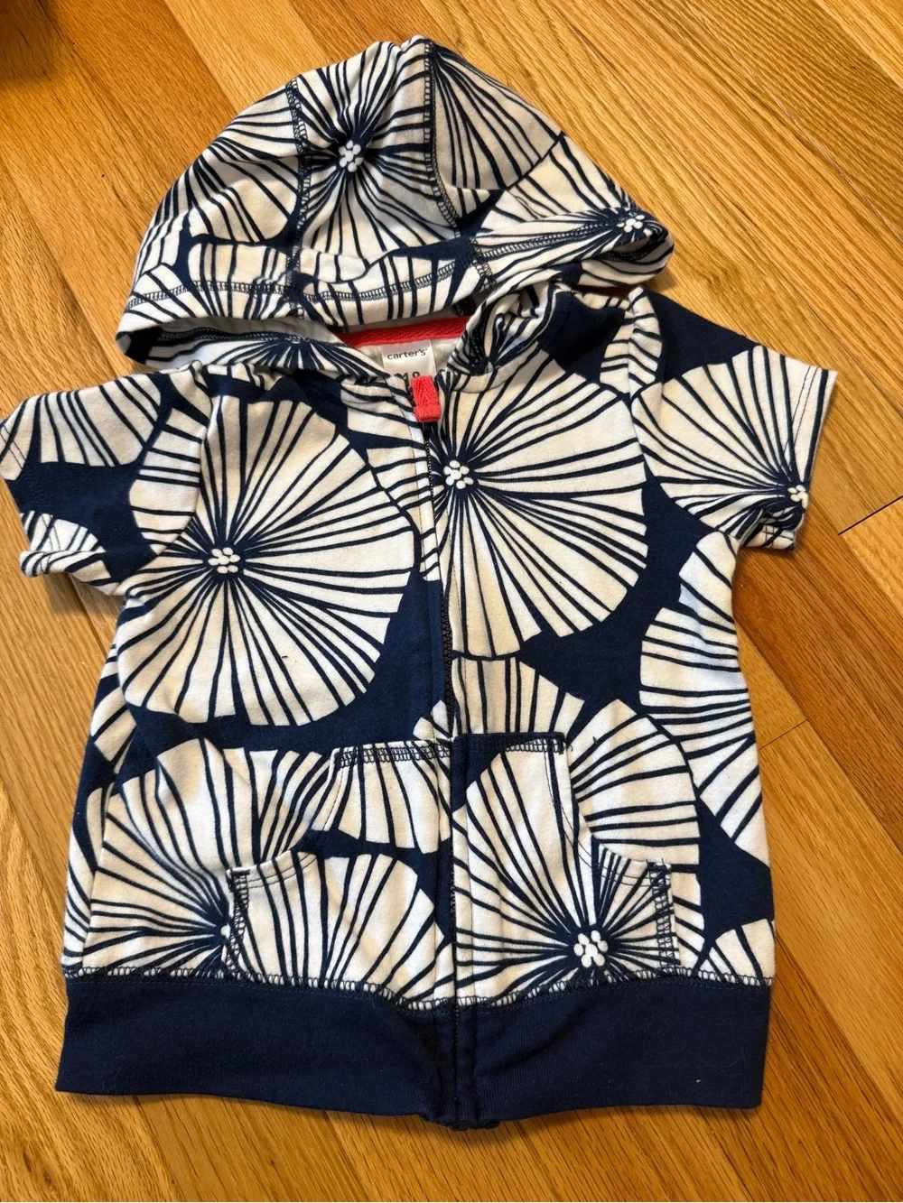 Carter's Navy & White Floral Zip Hoodie